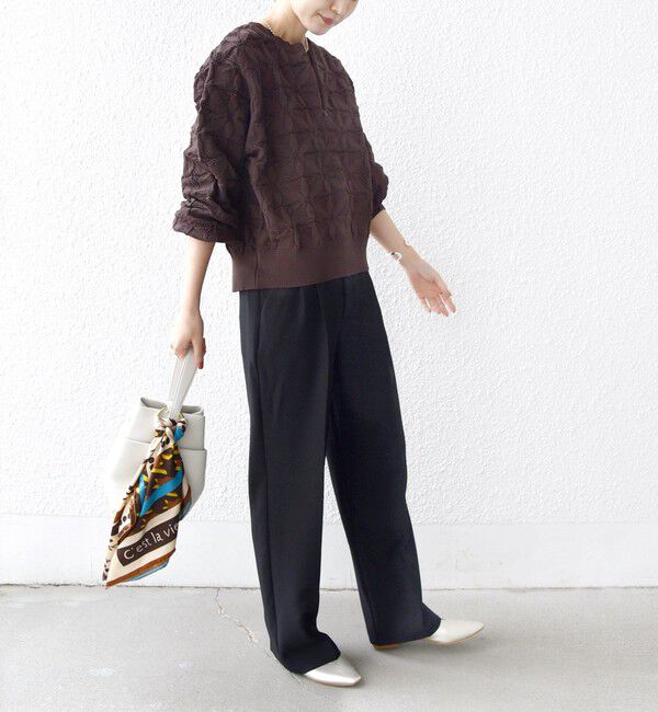 SHIPS for women「《一部予約》【WEB限定】〈洗濯機可能〉2WAY フラワー ジャカード ハーフ ジップ プルオーバー」|ニット・セーター|