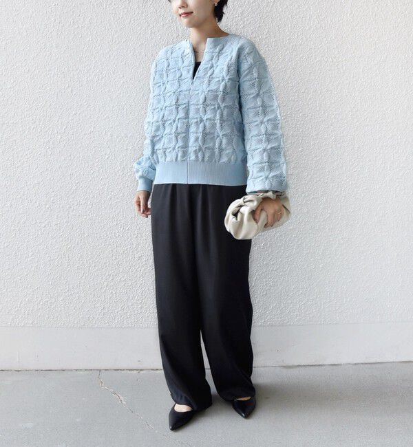 SHIPS for women「《一部予約》【WEB限定】〈洗濯機可能〉2WAY フラワー ジャカード ハーフ ジップ プルオーバー」|ニット・セーター|