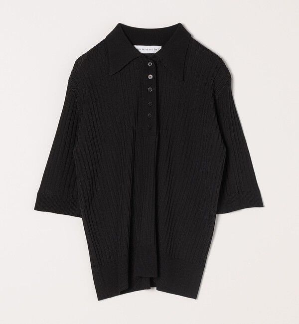 quaranciel「quaranciel:〈手洗い可能〉シアー ラメ ポロ リブ ニット プルオーバー」|ニット・セーター|