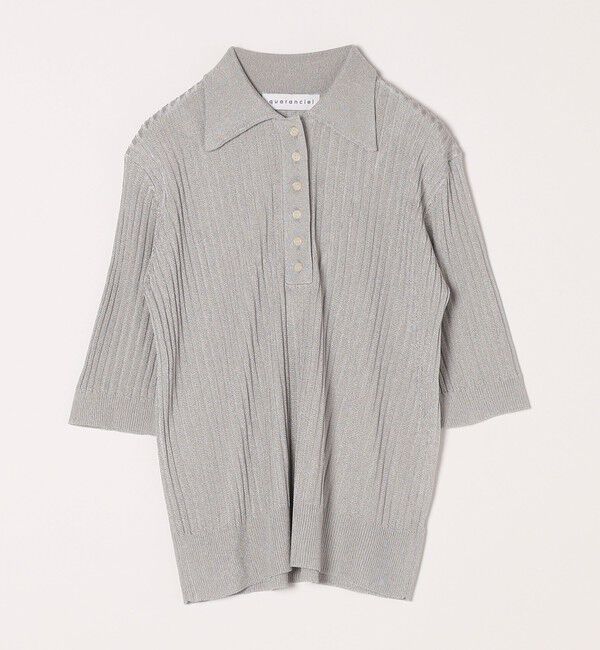 quaranciel「quaranciel:〈手洗い可能〉シアー ラメ ポロ リブ ニット プルオーバー」|ニット・セーター|