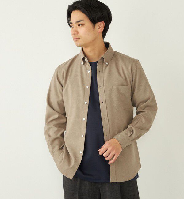 SHIPS Colors 「SHIPS Colors:ポリトロ ボタンダウン ロングスリーブ シャツ」|シャツ・ブラウス|ベージュ