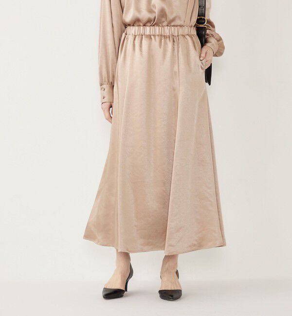 SHIPS Colors 「SHIPS Colors:〈手洗い可能〉サテン マーメイド スカート」|スカート|カーキ