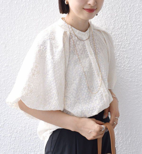 SHIPS for women「〈洗濯機可能〉レース バルーン 袖 ブラウス」|シャツ・ブラウス|