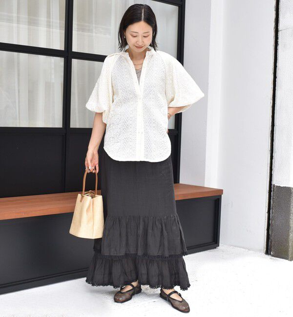 SHIPS for women「〈洗濯機可能〉レース バルーン 袖 ブラウス」|シャツ・ブラウス|