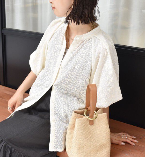 SHIPS for women「〈洗濯機可能〉レース バルーン 袖 ブラウス」|シャツ・ブラウス|