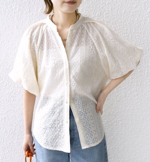 SHIPS for women「〈洗濯機可能〉レース バルーン 袖 ブラウス」|シャツ・ブラウス|