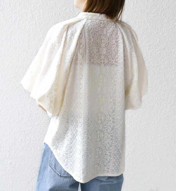 SHIPS for women「〈洗濯機可能〉レース バルーン 袖 ブラウス」|シャツ・ブラウス|