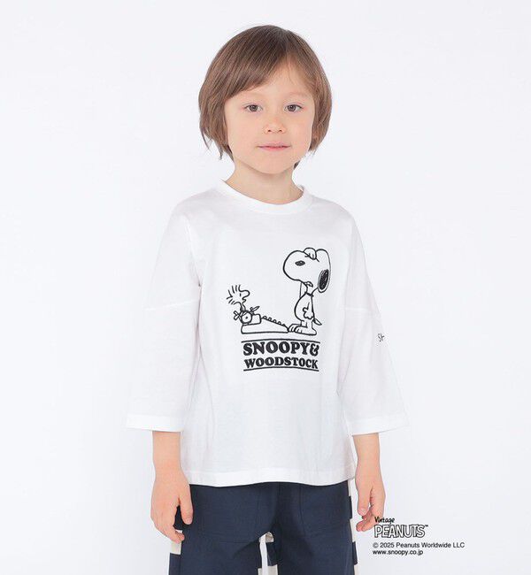 SHIPS KIDS「SHIPS KIDS:100～130cm / スヌーピー 七分袖 TEE」|Tシャツ・カットソー|