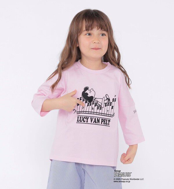 SHIPS KIDS「SHIPS KIDS:100～130cm / スヌーピー 七分袖 TEE」|Tシャツ・カットソー|ピンク