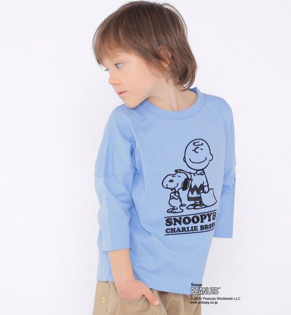 SHIPS KIDS「SHIPS KIDS:100～130cm / スヌーピー 七分袖 TEE」|Tシャツ・カットソー|ライトブルー