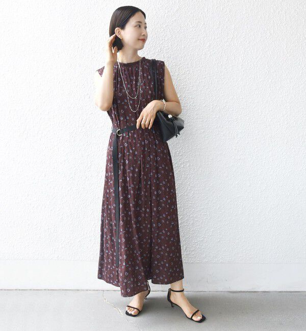 SHIPS for women「〈手洗い可能〉割繊 フラワー プリント ノースリーブ ワンピース」|ワンピース|