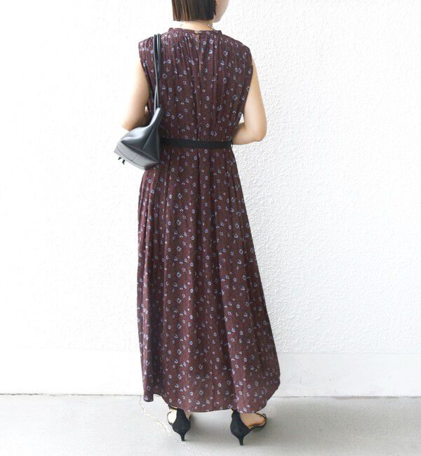 SHIPS for women「〈手洗い可能〉割繊 フラワー プリント ノースリーブ ワンピース」|ワンピース|