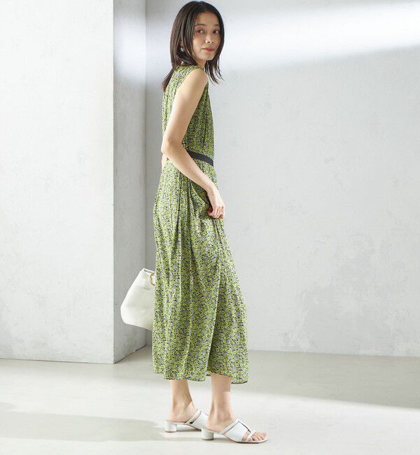 SHIPS for women「〈手洗い可能〉割繊 フラワー プリント ノースリーブ ワンピース」|ワンピース|