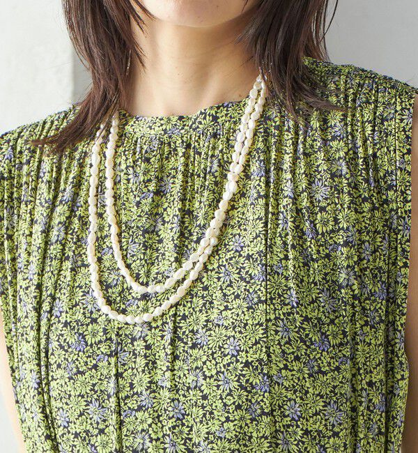 SHIPS for women「〈手洗い可能〉割繊 フラワー プリント ノースリーブ ワンピース」|ワンピース|