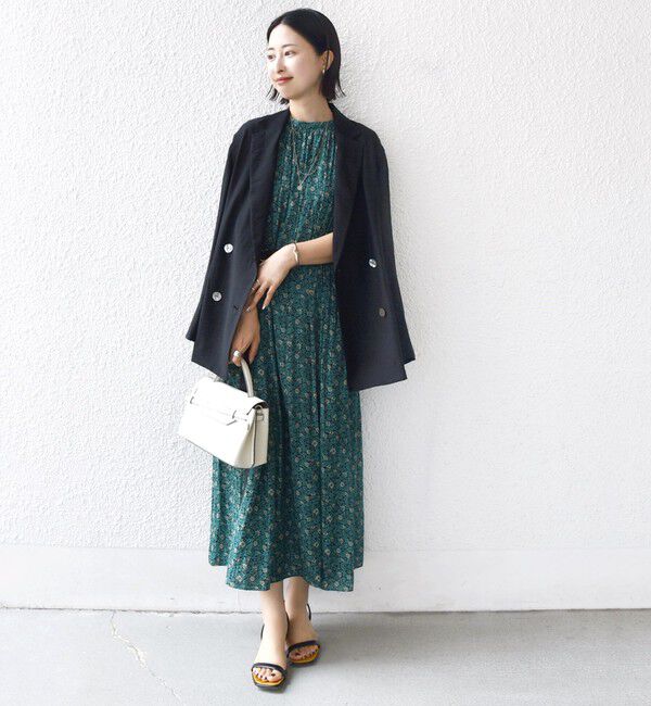 SHIPS for women「〈手洗い可能〉割繊 フラワー プリント ノースリーブ ワンピース」|ワンピース|