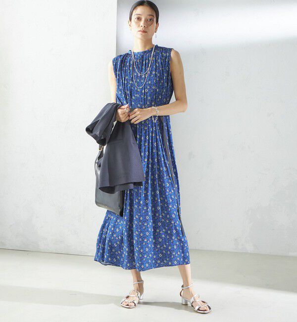 SHIPS for women「〈手洗い可能〉割繊 フラワー プリント ノースリーブ ワンピース」|ワンピース|