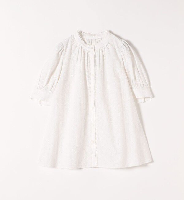 SHIPS any「SHIPS any: エンブロイダリー シャンブレー スタンドカラー パフ ブラウス」|シャツ・ブラウス|