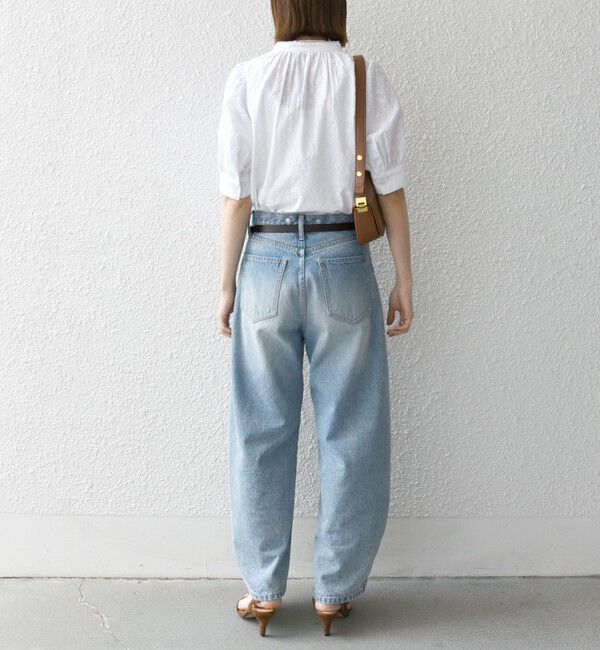 SHIPS any「SHIPS any: エンブロイダリー シャンブレー スタンドカラー パフ ブラウス」|シャツ・ブラウス|