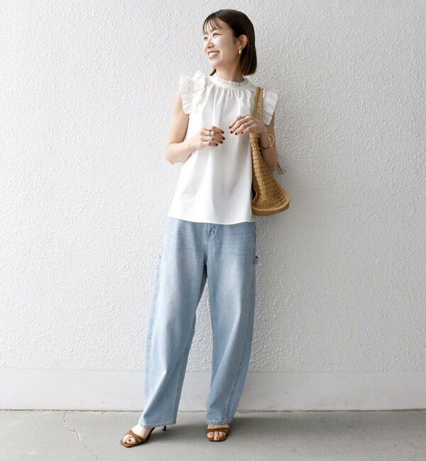 SHIPS any「SHIPS any:〈洗濯機可能〉ミニサッカー フリル スタンドカラー シャツ ブラウス」|シャツ・ブラウス|