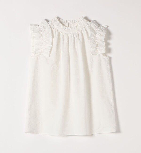 SHIPS any「SHIPS any:〈洗濯機可能〉ミニサッカー フリル スタンドカラー シャツ ブラウス」|シャツ・ブラウス|