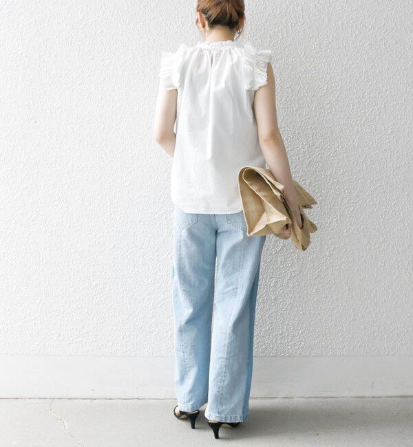 SHIPS any「SHIPS any:〈洗濯機可能〉ミニサッカー フリル スタンドカラー シャツ ブラウス」|シャツ・ブラウス|