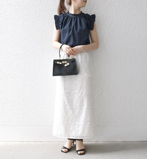 SHIPS any「SHIPS any:〈洗濯機可能〉ミニサッカー フリル スタンドカラー シャツ ブラウス」|シャツ・ブラウス|