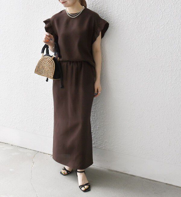 SHIPS any「SHIPS any:〈洗濯機可能〉リネンライク ブラウス &times; タイトスカート セットアップ」|ワンピース|