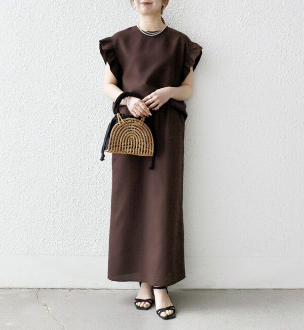 SHIPS any「SHIPS any:〈洗濯機可能〉リネンライク ブラウス &times; タイトスカート セットアップ」|ワンピース|