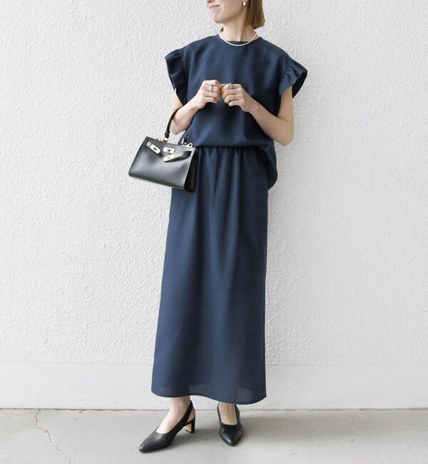 SHIPS any「SHIPS any:〈洗濯機可能〉リネンライク ブラウス &times; タイトスカート セットアップ」|ワンピース|