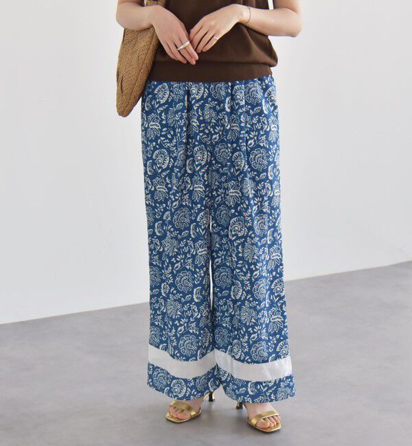 quaranciel「quaranciel:〈洗濯機可能〉フラワー プリント セミフレア パンツ」|その他|