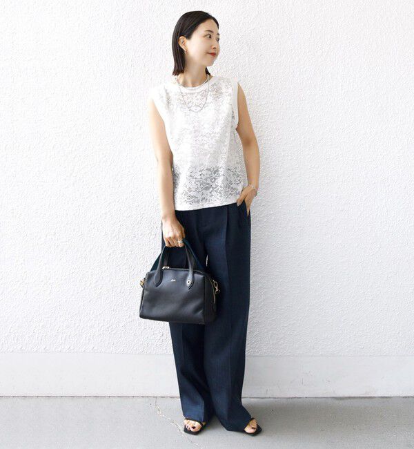 SHIPS for women「〈手洗い可能〉オーガニック コットン レース ノースリーブ プルオーバー」|タンクトップ|