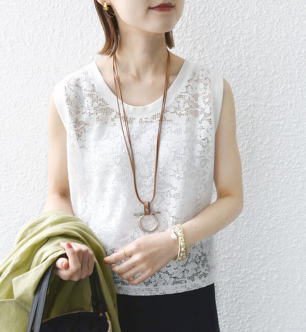 SHIPS for women「〈手洗い可能〉オーガニック コットン レース ノースリーブ プルオーバー」|タンクトップ|