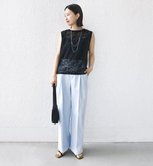 SHIPS for women「〈手洗い可能〉オーガニック コットン レース ノースリーブ プルオーバー」|タンクトップ|