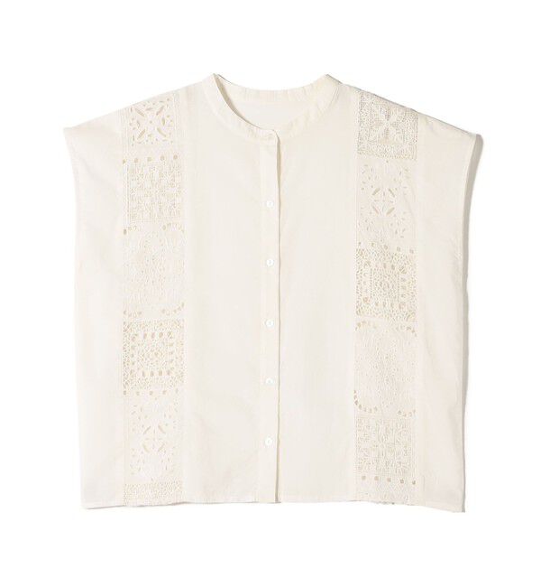 SHIPS Colors 「SHIPS Colors:〈洗濯機可能〉コットン 幾何 レース コンビ シャツ」|シャツ・ブラウス|