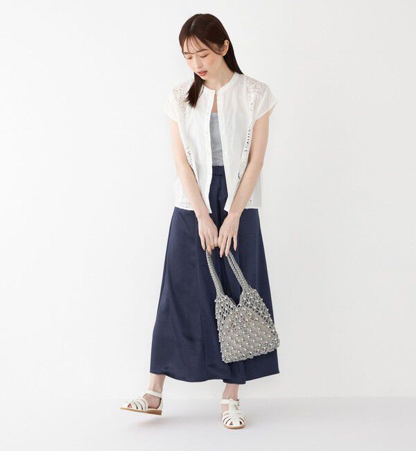 SHIPS Colors 「SHIPS Colors:〈洗濯機可能〉コットン 幾何 レース コンビ シャツ」|シャツ・ブラウス|