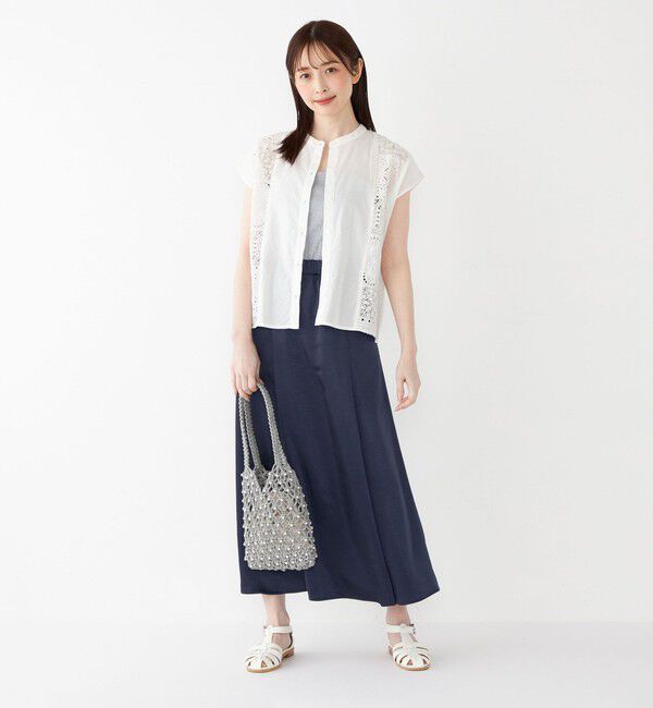 SHIPS Colors 「SHIPS Colors:〈洗濯機可能〉コットン 幾何 レース コンビ シャツ」|シャツ・ブラウス|