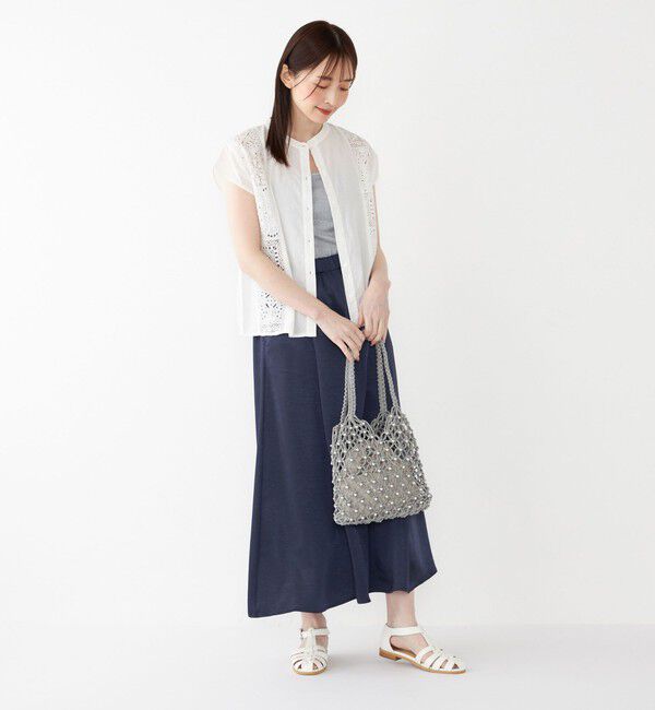 SHIPS Colors 「SHIPS Colors:〈洗濯機可能〉コットン 幾何 レース コンビ シャツ」|シャツ・ブラウス|