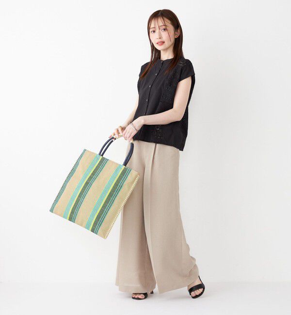 SHIPS Colors 「SHIPS Colors:〈洗濯機可能〉コットン 幾何 レース コンビ シャツ」|シャツ・ブラウス|