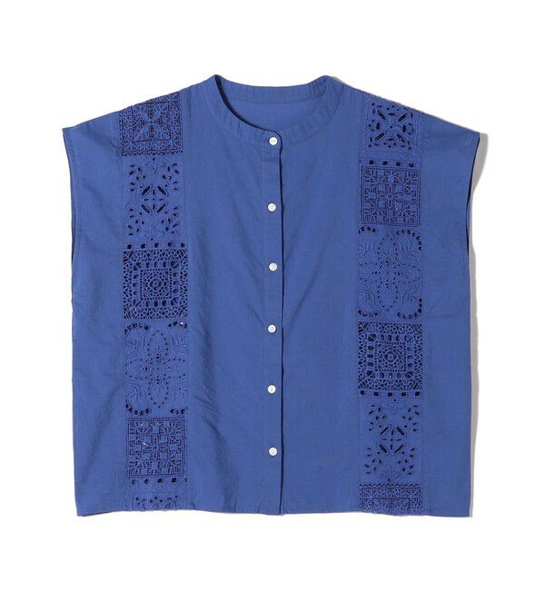 SHIPS Colors 「SHIPS Colors:〈洗濯機可能〉コットン 幾何 レース コンビ シャツ」|シャツ・ブラウス|