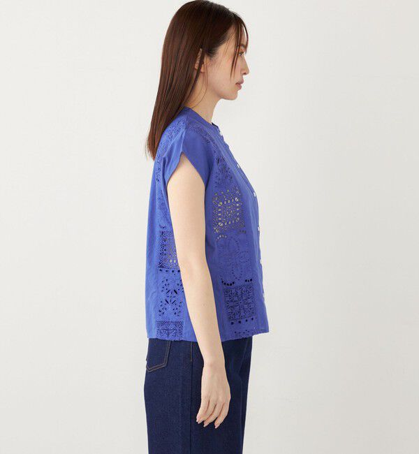 SHIPS Colors 「SHIPS Colors:〈洗濯機可能〉コットン 幾何 レース コンビ シャツ」|シャツ・ブラウス|