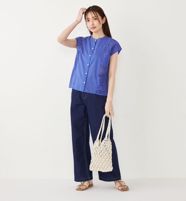 SHIPS Colors 「SHIPS Colors:〈洗濯機可能〉コットン 幾何 レース コンビ シャツ」|シャツ・ブラウス|