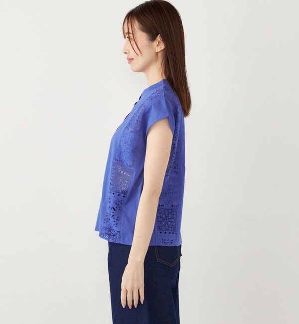 SHIPS Colors 「SHIPS Colors:〈洗濯機可能〉コットン 幾何 レース コンビ シャツ」|シャツ・ブラウス|