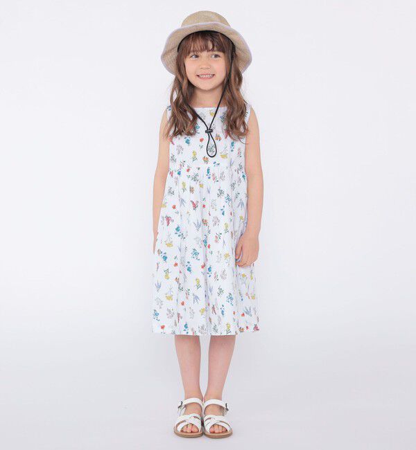 SHIPS KIDS「SHIPS KIDS:100～130cm / フラワー ノースリーブ ワンピース」|ワンピース|
