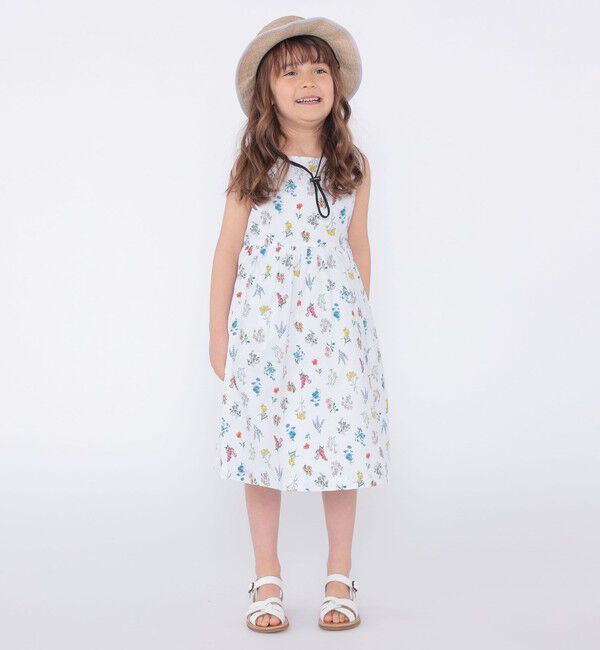 SHIPS KIDS「SHIPS KIDS:100～130cm / フラワー ノースリーブ ワンピース」|ワンピース|