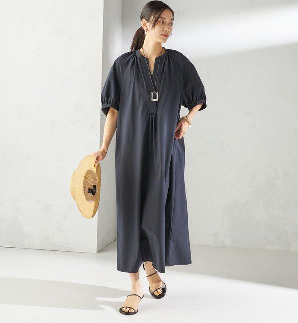 SHIPS for women「〈接触冷感 / 撥水加工〉TEX BRID(R)タフタ ギャザー ワンピース」|ワンピース|