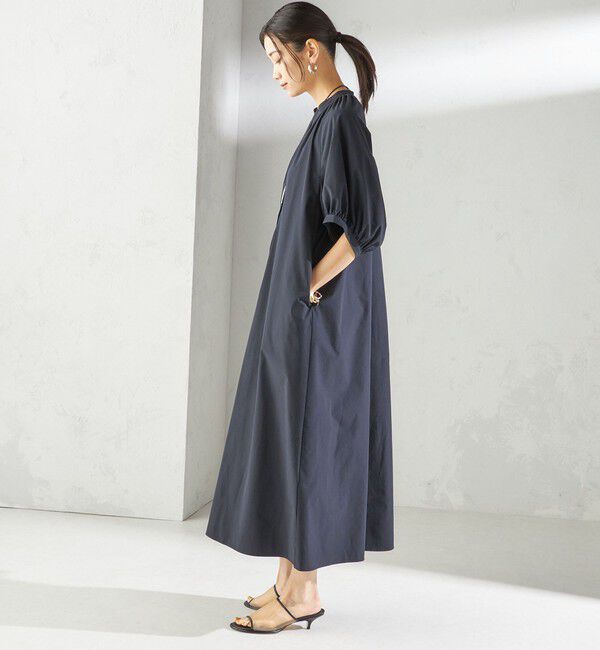 SHIPS for women「〈接触冷感 / 撥水加工〉TEX BRID(R)タフタ ギャザー ワンピース」|ワンピース|