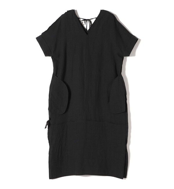 SHIPS for women「SHIPS Primary Navy Label:〈手洗い可能〉麻 ピンタック サック ワンピース」|ワンピース|