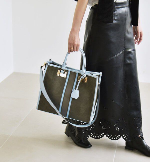 quaranciel「quaranciel: 2way パイピング ライン スクエア トート バッグ」|トートバッグ|