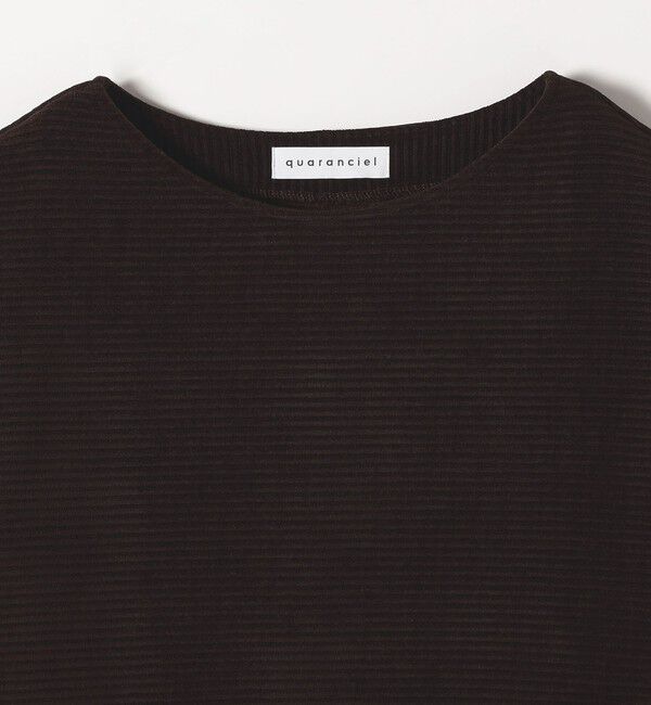quaranciel「quaranciel:〈洗濯機可能〉ポリエステル ベロア リブ コクーン コンパクト プルオーバー」|Tシャツ・カットソー|