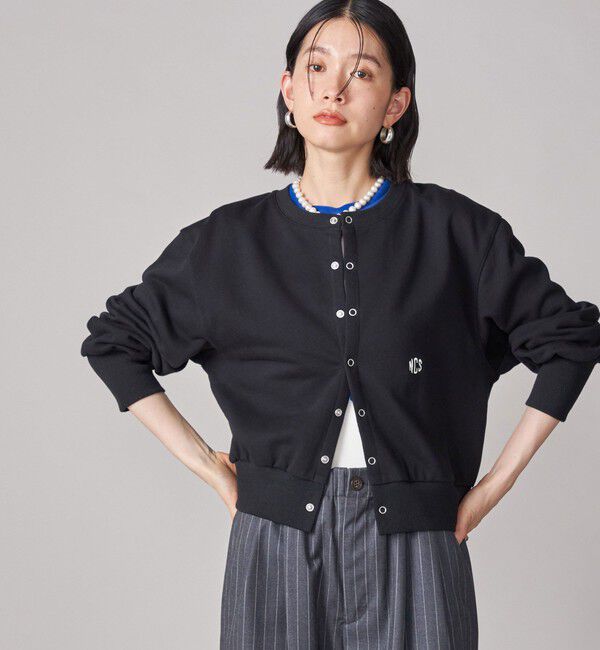 SHIPS for women「SHIPS NINE CASE:〈洗濯機可能〉裏毛 カーディガン」|カーディガン|ブラック